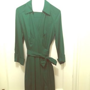 Emerald Fit and Flare Wrap Cocktail Dress
